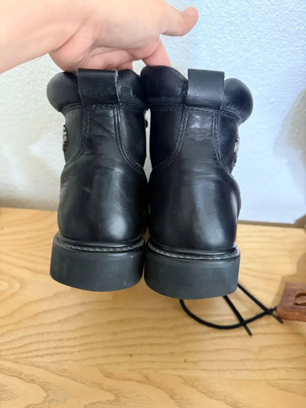 Harley-Davidson Black Leather Moto Lace-Up Boots